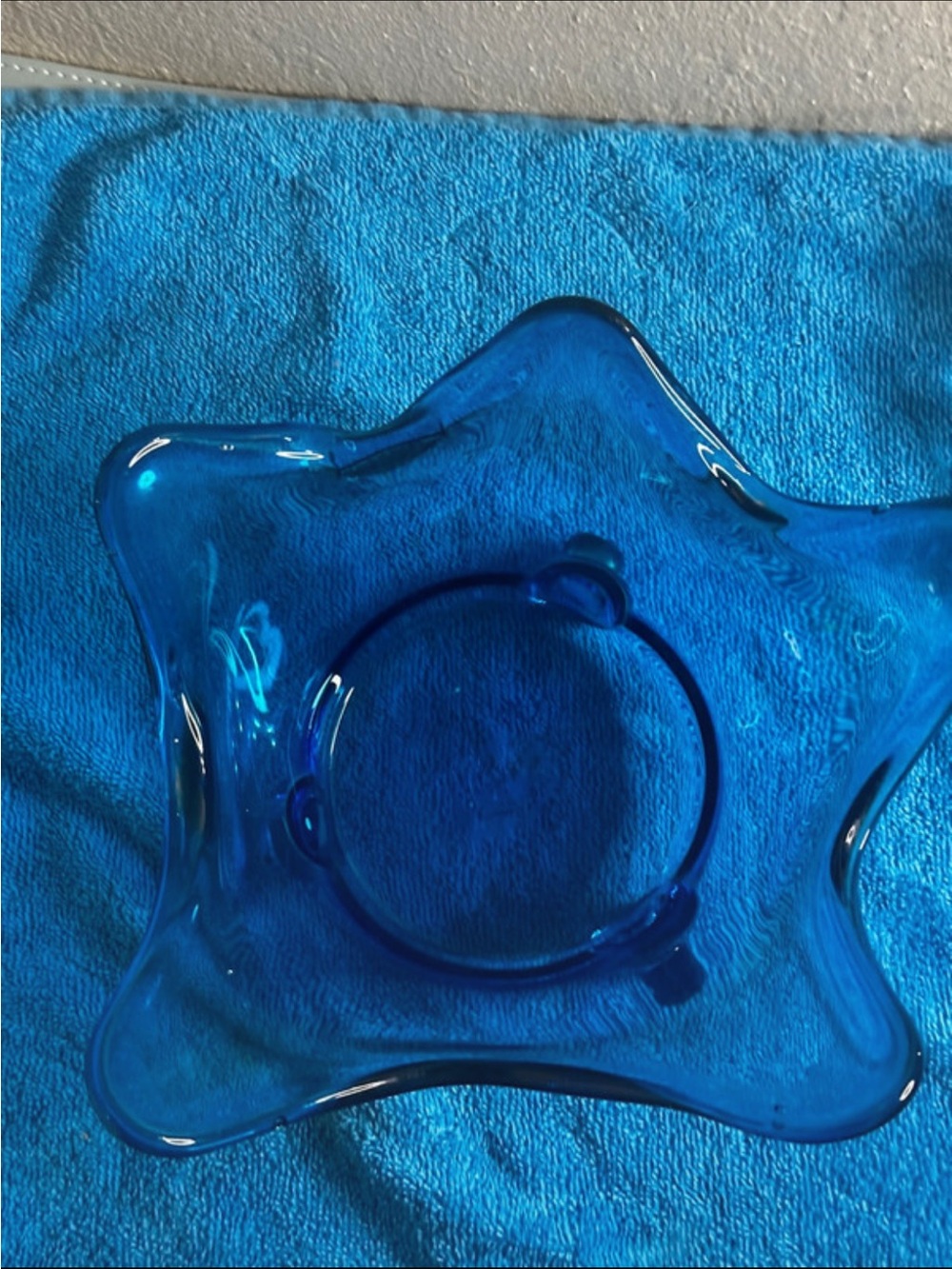 Blue Glass Star Bowl - Decorative Home Art
